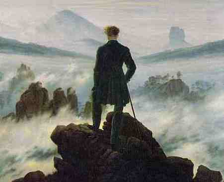 Der Wanderer über dem Nebelmeer. Der Fels im Vordergrund liegt an der Kaiserkrone. Ein Romantiker und Landschaftsmaler: Caspar David Friedrich im Elbsandsteingebirge (1) caspar david friedrich romantiker kunst künstler malen maler gemälde galerie